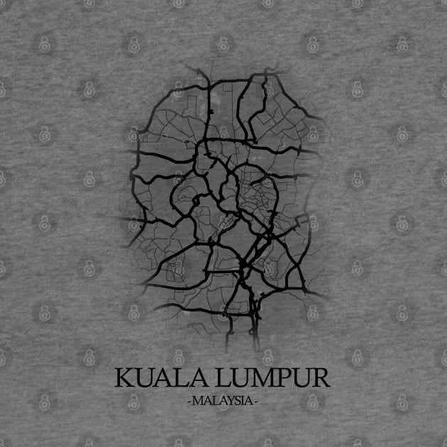 Kuala Lumpur City Map - Malaysia Cartography Black by SPAZE